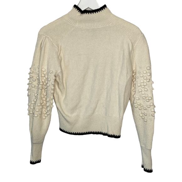 BCBGMaxAzria 3D Knit Black Trim Sweater - Women's Size L - Picture 2 of 4